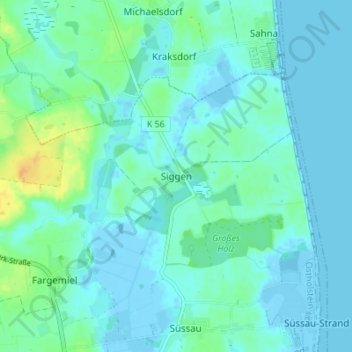 Mapa topográfico Siggen, altitud, relieve