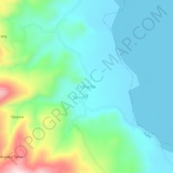 Mapa topográfico Cofradia, altitud, relieve