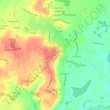 Mapa topográfico Soulaire, altitud, relieve