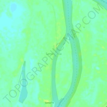 Mapa topográfico Santa Lucía, altitud, relieve