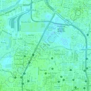 Mapa topográfico Chinmaya Nagar, altitud, relieve