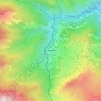 Mapa topográfico Les Bourinquets, altitud, relieve