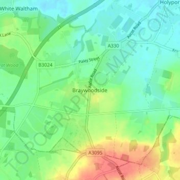 Mapa topográfico Braywoodside, altitud, relieve