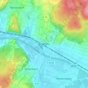 Mapa topográfico Anzefahr, altitud, relieve