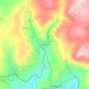 Mapa topográfico Rio de Fornos, altitud, relieve