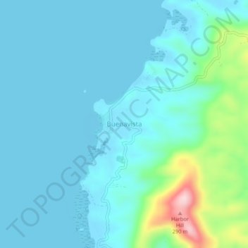 Mapa topográfico Buenavista, altitud, relieve