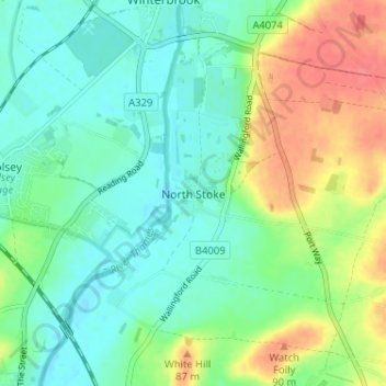 Mapa topográfico North Stoke, altitud, relieve