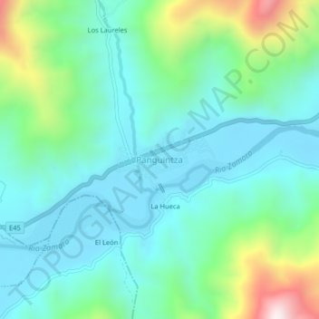 Mapa topográfico Panguintza, altitud, relieve