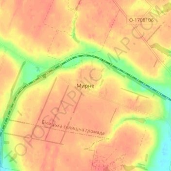 Mapa topográfico Myrne, altitud, relieve