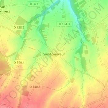 Mapa topográfico Saint-Sauveur, altitud, relieve