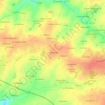 Mapa topográfico La Promenade, altitud, relieve
