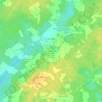 Mapa topográfico Bourg de Lassay, altitud, relieve