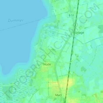 Mapa topográfico Sandbrink, altitud, relieve