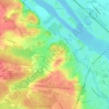 Mapa topográfico Le clos Pavé, altitud, relieve