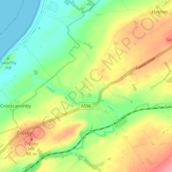 Mapa topográfico Allerby, altitud, relieve