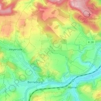 Mapa topográfico Hübenthal, altitud, relieve