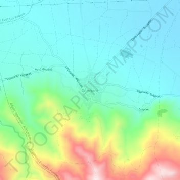 Mapa topográfico Charakas, altitud, relieve