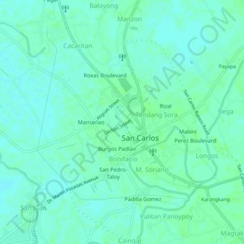 Mapa topográfico Lucban, altitud, relieve