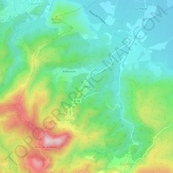 Mapa topográfico Politg, altitud, relieve