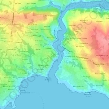 Mapa topográfico Les Capucins, altitud, relieve