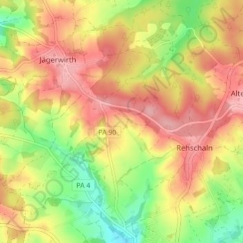 Mapa topográfico Haunreut, altitud, relieve