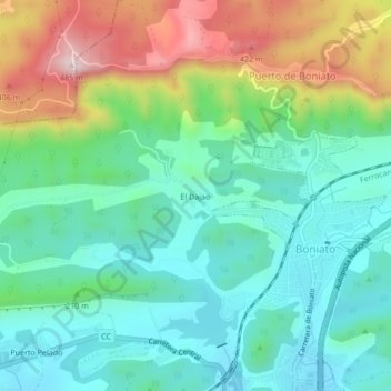 Mapa topográfico El Dajao, altitud, relieve