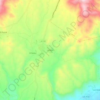 Mapa topográfico La Mela, altitud, relieve