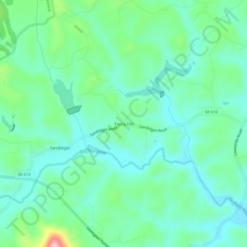Mapa topográfico Fancy Hill, altitud, relieve