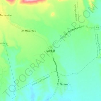 Mapa topográfico Jabillal, altitud, relieve