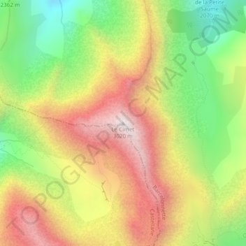 Mapa topográfico Le Cimet, altitud, relieve