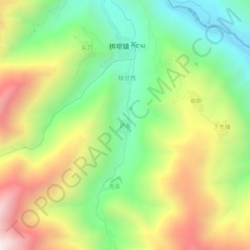 Mapa topográfico Bawu, altitud, relieve