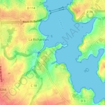 Mapa topográfico Cancaval, altitud, relieve