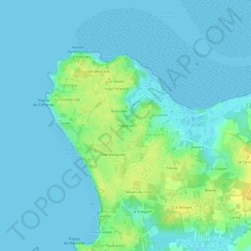Mapa topográfico Tregorvel, altitud, relieve