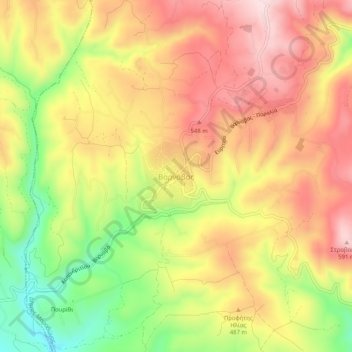 Mapa topográfico Varnavas, altitud, relieve