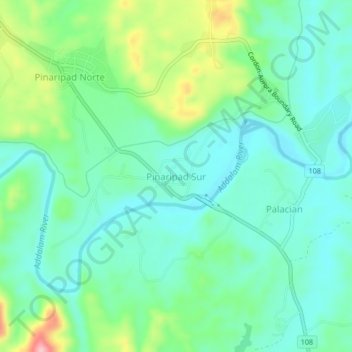 Mapa topográfico Pinaripad Sur, altitud, relieve