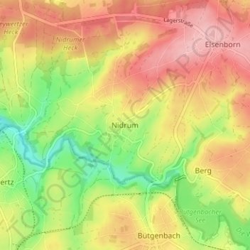 Mapa topográfico Nidrum, altitud, relieve