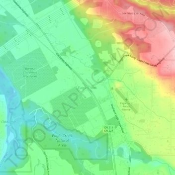 Mapa topográfico Eagle Creek, altitud, relieve