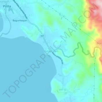 Mapa topográfico Halayhayin, altitud, relieve