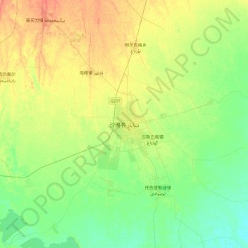 Mapa topográfico Shayar, altitud, relieve