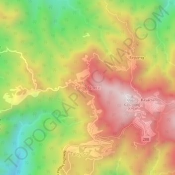 Mapa topográfico Taloy Norte, altitud, relieve