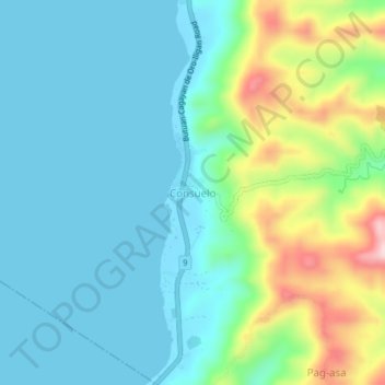 Mapa topográfico Consuelo, altitud, relieve