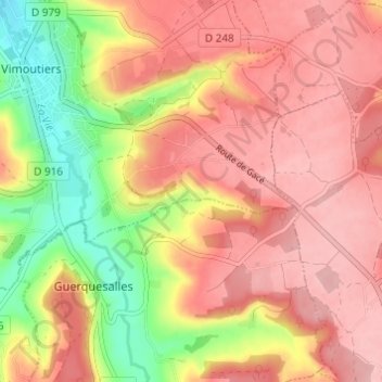 Mapa topográfico Malvoue, altitud, relieve