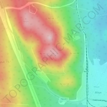 Mapa topográfico Маук, altitud, relieve