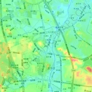 Mapa topográfico Wuguan, altitud, relieve