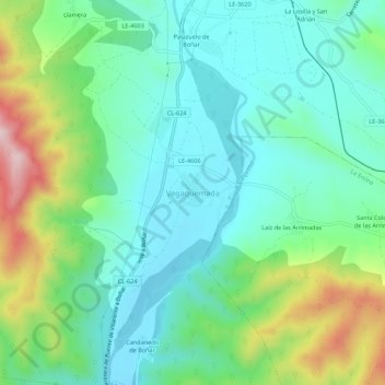 Mapa topográfico Vegaquemada, altitud, relieve