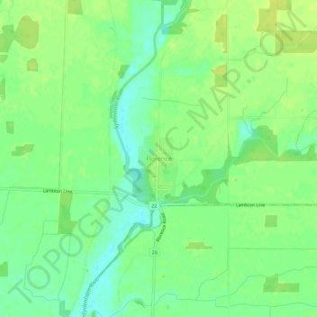 Mapa topográfico Florence, altitud, relieve
