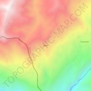 Mapa topográfico Viani, altitud, relieve
