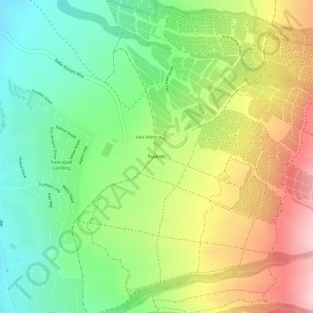 Mapa topográfico Puukolii, altitud, relieve