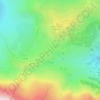 Mapa topográfico Col du Soulor, altitud, relieve