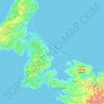 Mapa topográfico Lennox Island, altitud, relieve